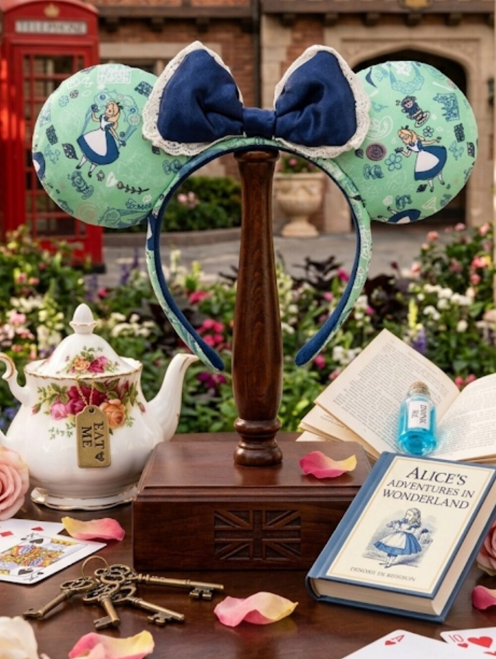 Disney Parks Alice in Wonderland Minnie Ears Headband EPCOT UK Pavilion